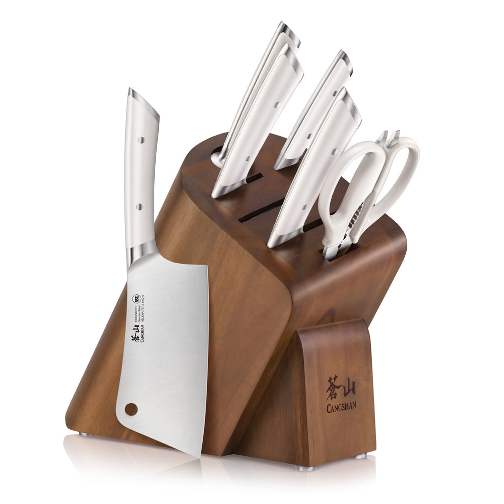 
                  
                    Load image into Gallery viewer, HELENA Series Cleaver Knife Block Set, Forged German Steel, HUA Acacia Block
                  
                