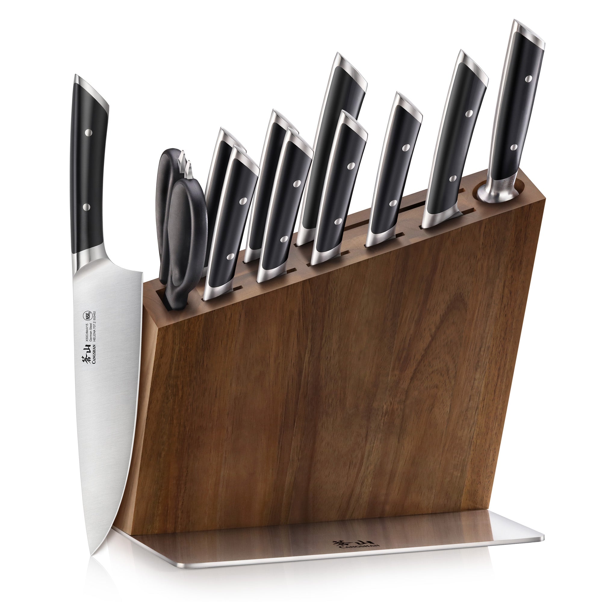 HELENA Series 12-Piece Knife Block Set, Forged German Steel, HUA Acacia Block