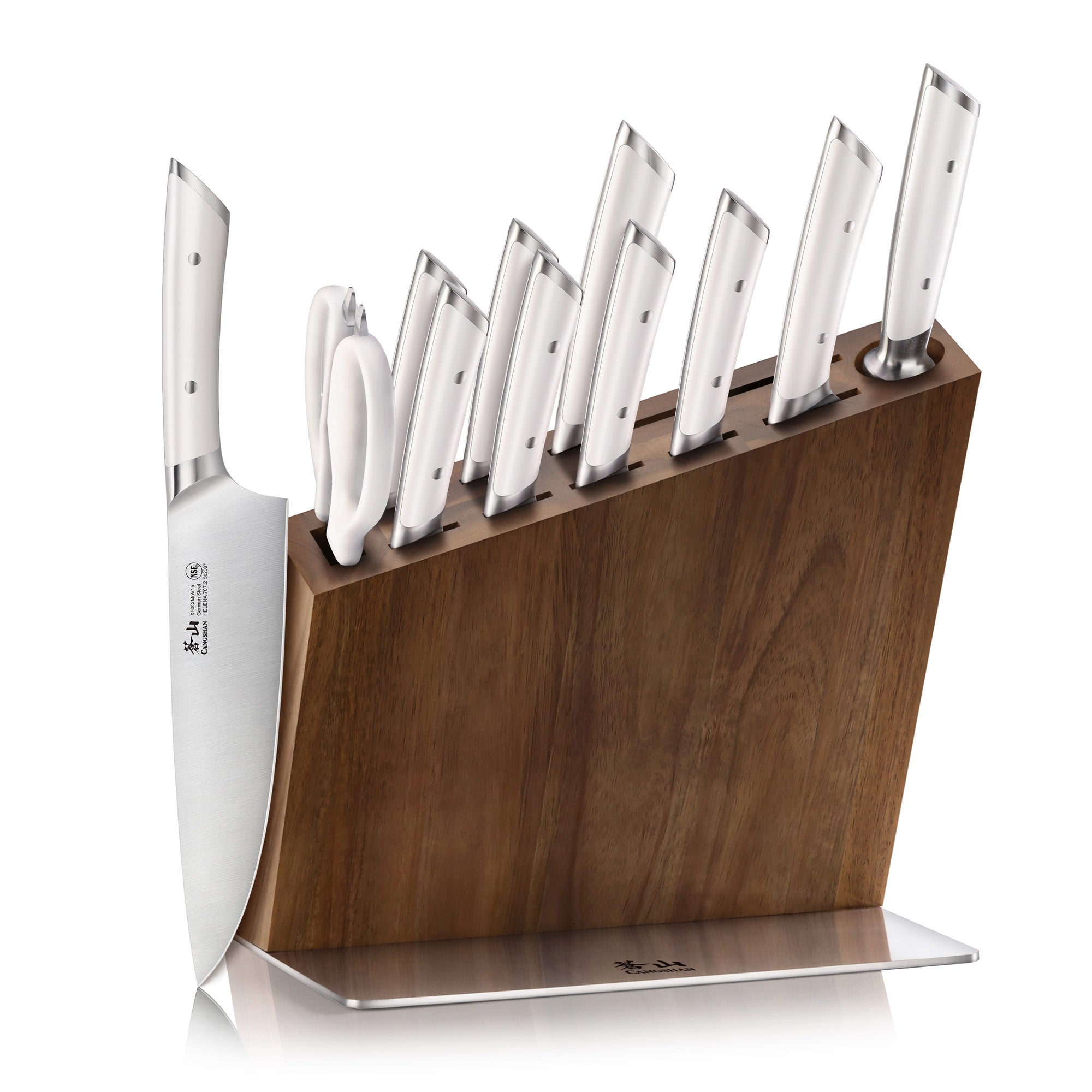 HELENA Series 12-Piece Knife Block Set, Forged German Steel, HUA Acacia Block