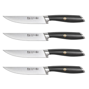 
                  
                    Load image into Gallery viewer, L Series 4-Piece Fine-Edge Steak Knife Set, Forged German Steel, Black, 1026931
                  
                