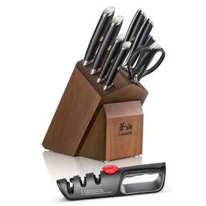 
                  
                    Load image into Gallery viewer, L Series 10-Piece Knife Block Set, Forged German Steel, Black, 1027440
                  
                