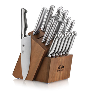 
                  
                    Load image into Gallery viewer, SANFORD Series 17-Piece Knife Block Set, Forged German Steel, Acacia Block, 1027051
                  
                