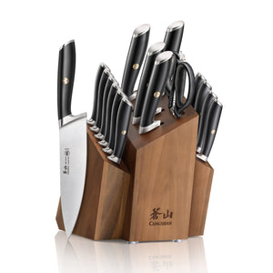 
                  
                    Load image into Gallery viewer, L Series 17-Piece SHAN Knife Block Set, Forged German Steel, Black, 1026788
                  
                