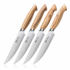 
                  
                    Load image into Gallery viewer, OLIV Series 4-Piece Fine-Edge Steak Knife Set, Forged Swedish 14C28N Steel, 501653
                  
                