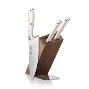 
                  
                    Load image into Gallery viewer, L1 Series 4-Piece Knife Block Set, White, Forged German Steel, HUA Acacia Block, 1026986
                  
                