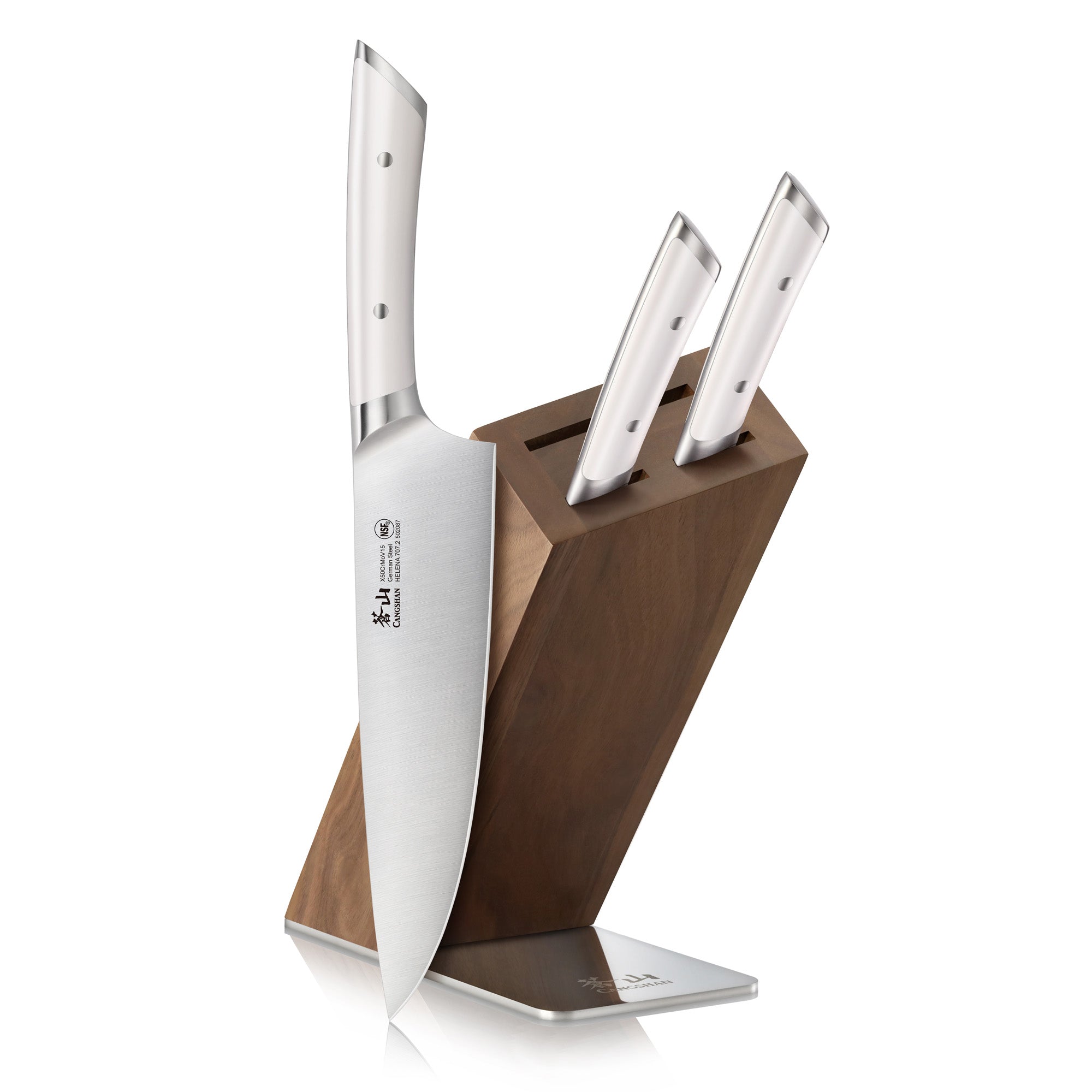 HELENA Series 4-Piece Knife Block Set, Forged German Steel, HUA Acacia Block