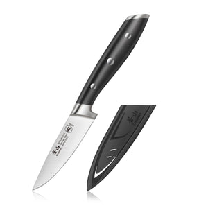 
                  
                    Load image into Gallery viewer, ALPS Series 3.5-Inch Paring Knife with Sheath, Forged German Steel, Black, 502766
                  
                