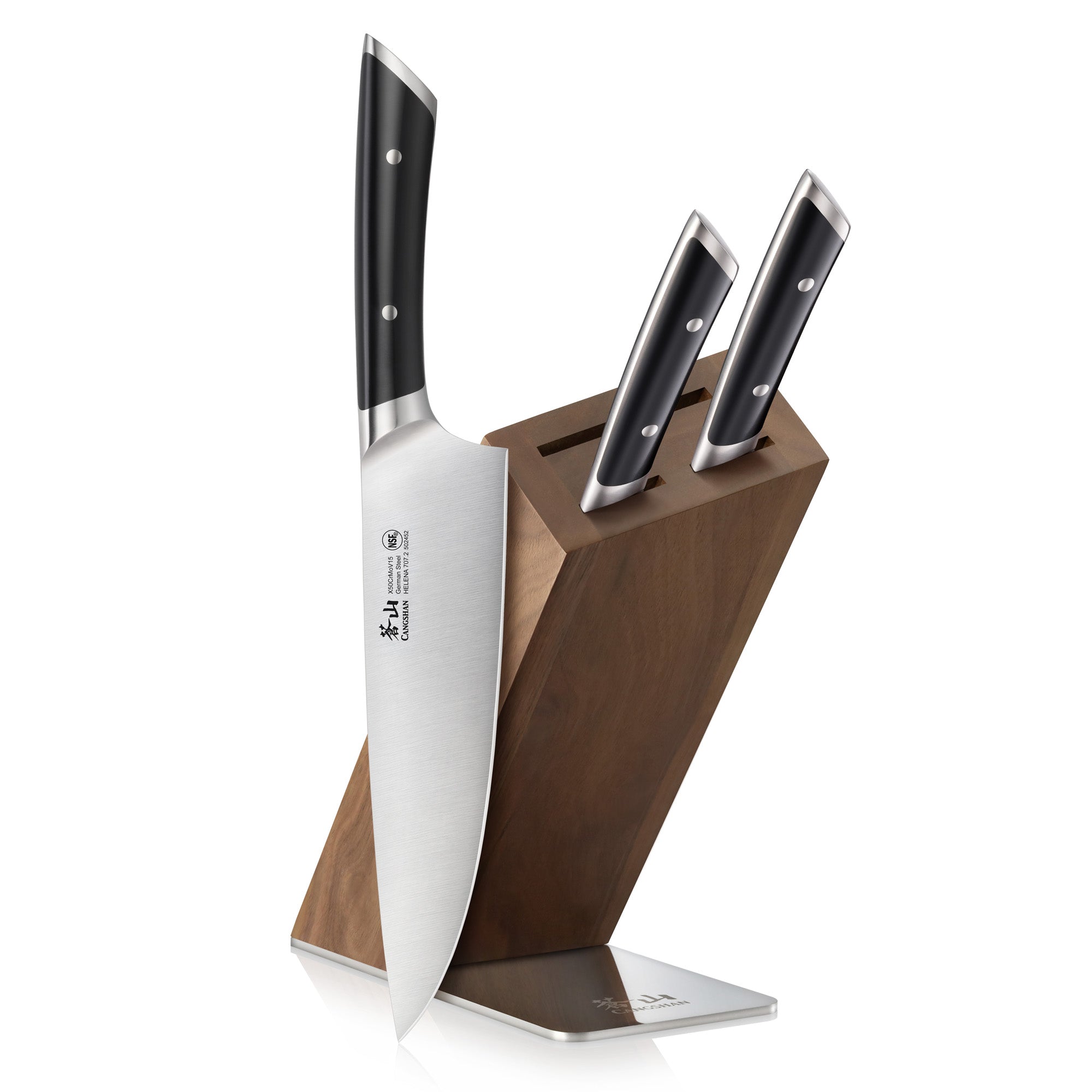 HELENA Series 4-Piece Knife Block Set, Forged German Steel, HUA Acacia Block