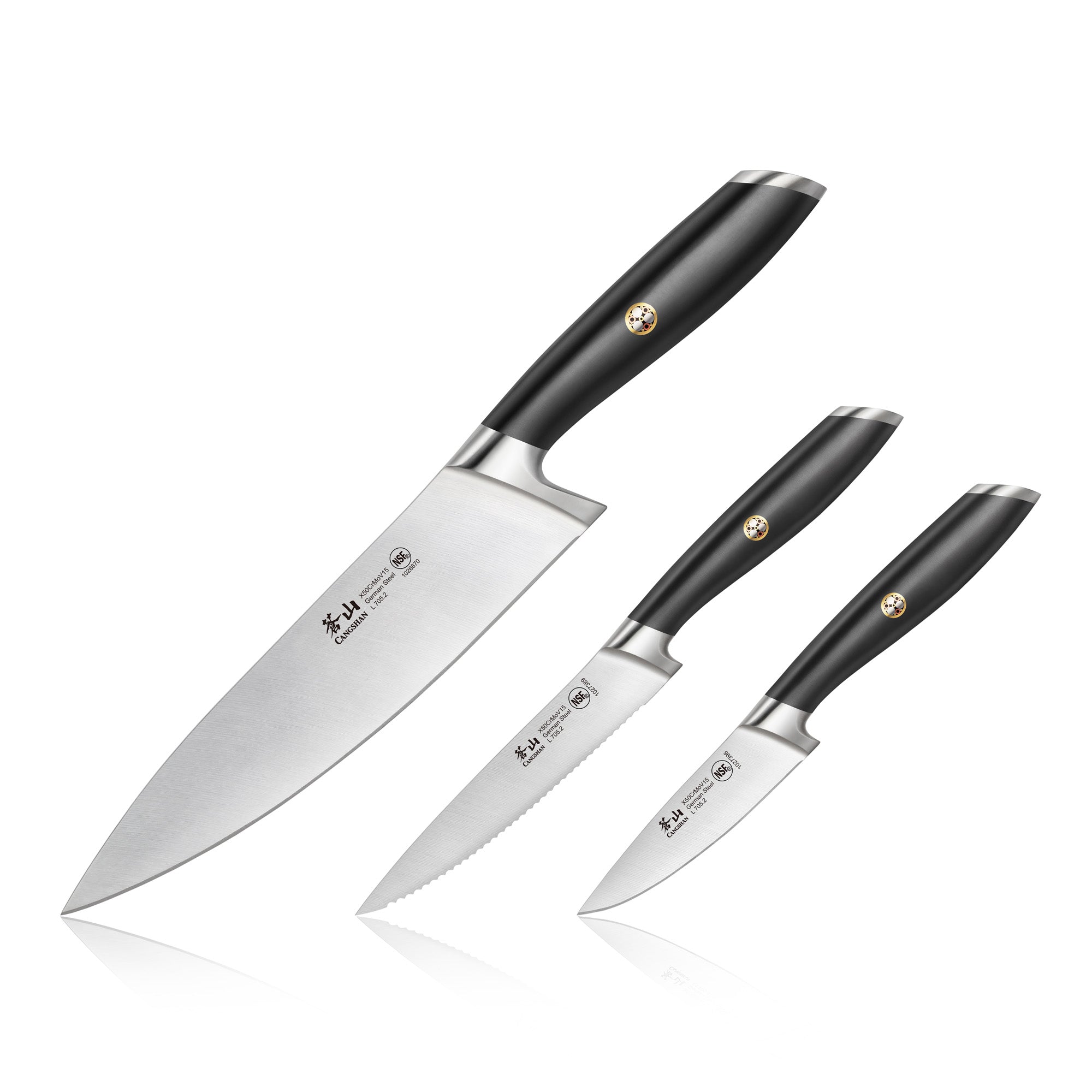 L Series 3-Piece Starter Knife Set, Forged German Steel, Black, 1026917