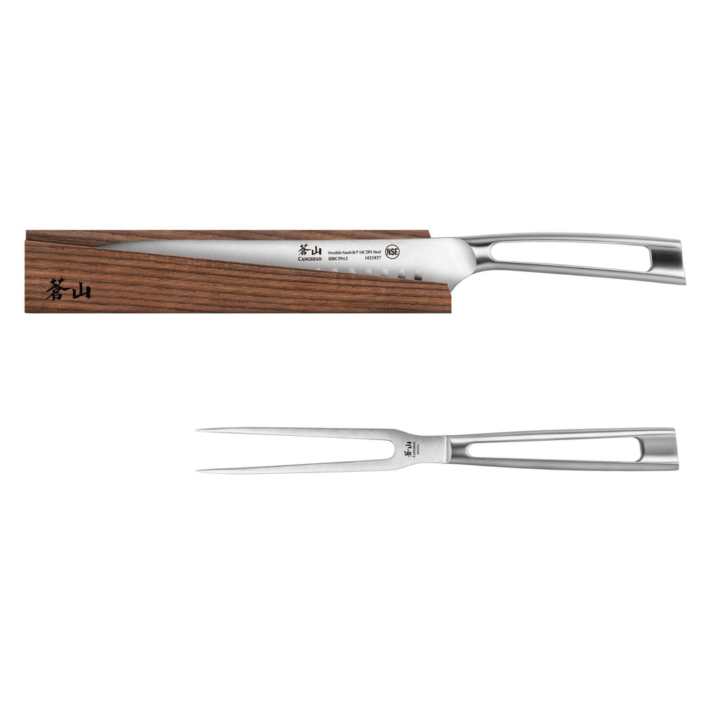 
                  
                    Load image into Gallery viewer, TN1 Series 2-Piece Carving Set with Wood Sheath, Forged Swedish 14C28N Steel, 1021646
                  
                