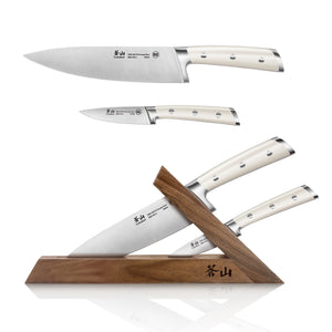 
                  
                    Load image into Gallery viewer, S1 Series 3-Piece TAI Knife Block Set, Forged German Steel, Walnut Block, 1026023
                  
                