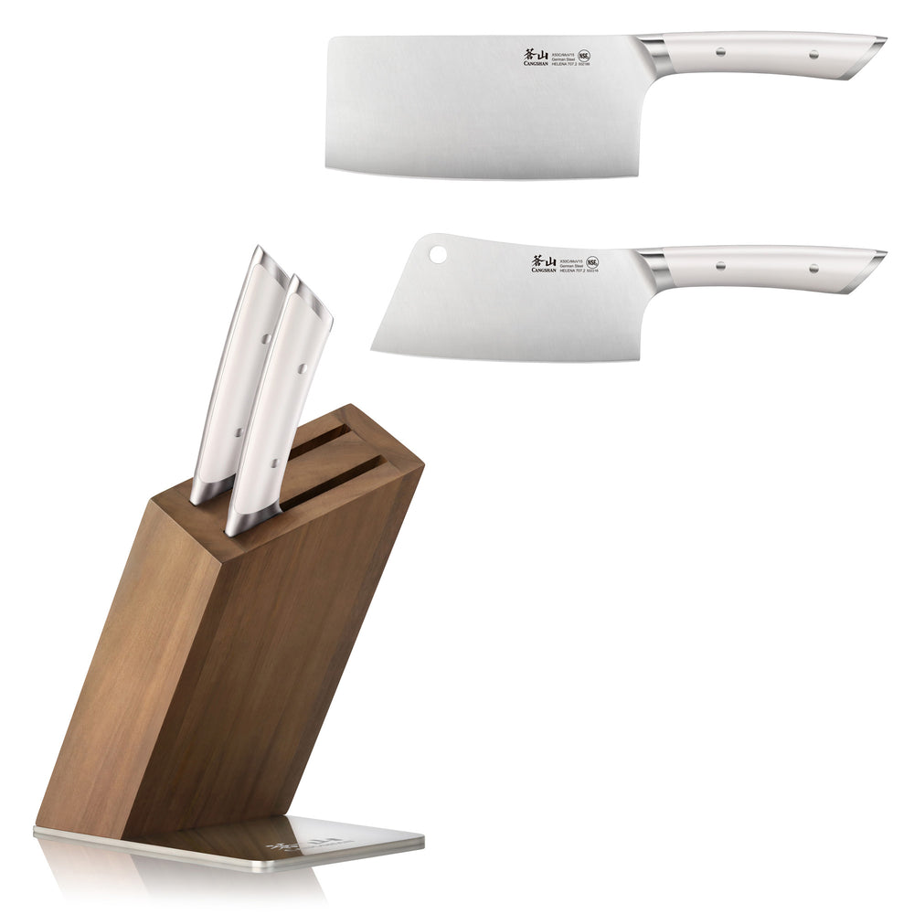 
                  
                    Load image into Gallery viewer, HELENA Series Cleaver Knife Block Set, Forged German Steel, HUA Acacia Block
                  
                