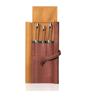 
                  
                    Load image into Gallery viewer, N1 Series 4-Piece Leather Roll Knife Set, Silver, Forged German Steel, 59946
                  
                