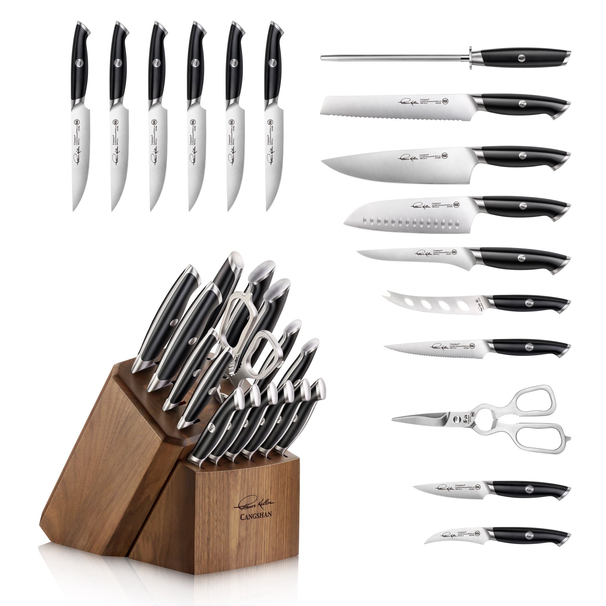 TKSC 17-Piece Knife Block Set, Forged Swedish Powder Steel, Thomas Keller Signature Collection, Black, 1024715