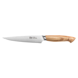 
                  
                    Load image into Gallery viewer, OLIV Series 5-Inch Serrated Utility Knife, Forged Swedish 14C28N Steel, 501622
                  
                