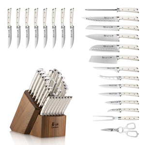 
                  
                    Load image into Gallery viewer, S1 Series 23-Piece Knife Block Set, Forged German Steel, Walnut Block, 1026047
                  
                