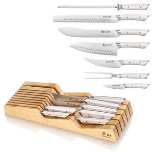 
                  
                    Load image into Gallery viewer, HELENA Series 8-Piece In-Drawer BBQ Knife Set, Forged German Steel, Bamboo Tray
                  
                