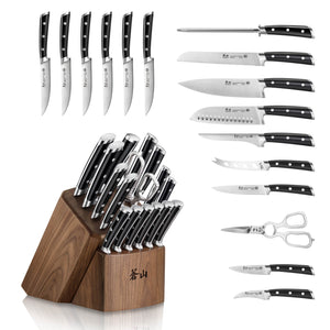 
                  
                    Load image into Gallery viewer, TS Series 17-Piece Knife Block Set, Forged Swedish 14C28N Steel, Walnut Block, 1020885
                  
                