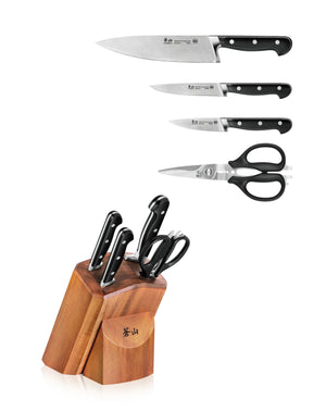 
                  
                    Load image into Gallery viewer, V2 Series 5-Piece Starter Knife Block Set, Forged German Steel, Acacia Block, 1022520
                  
                