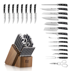 
                  
                    Load image into Gallery viewer, S Series 23-Piece Knife Block Set, Forged German Steel, Walnut Block, 1026054
                  
                