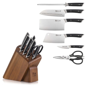 
                  
                    Load image into Gallery viewer, HELENA Series Cleaver Knife Block Set, Forged German Steel, HUA Acacia Block
                  
                