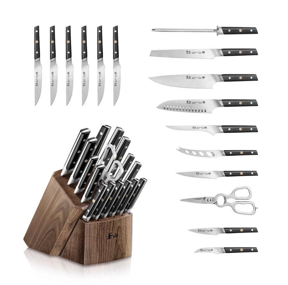 
                  
                    Load image into Gallery viewer, TC Series 17-Piece Knife Block Set, Forged Swedish 14C28N Steel, Walnut Block, 1021455
                  
                