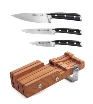 
                  
                    Load image into Gallery viewer, S Series 4-Piece Starter Knife Block Set, Forged German Steel, Ash Wood Block, 61864
                  
                