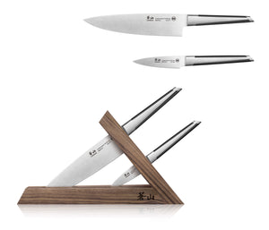 
                  
                    Load image into Gallery viewer, TX Series 3-Piece TAI Knife Block Set, Swedish 14C28N Steel, Walnut Block, 1021295
                  
                