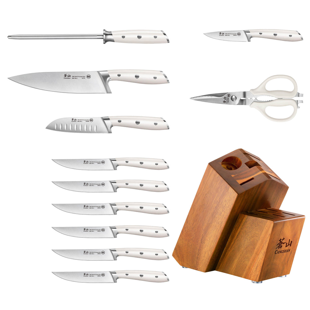 
                  
                    Load image into Gallery viewer, ALPS Series 12-Piece Knife Block Set, Forged German Steel, Acacia Block
                  
                