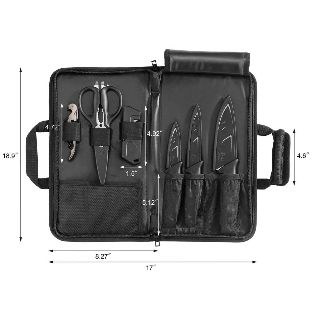 
                  
                    Load image into Gallery viewer, HORIZON Series 7-Piece Travel Knife Set with Black Bag, Swedish 14C28N Steel, 1026689
                  
                