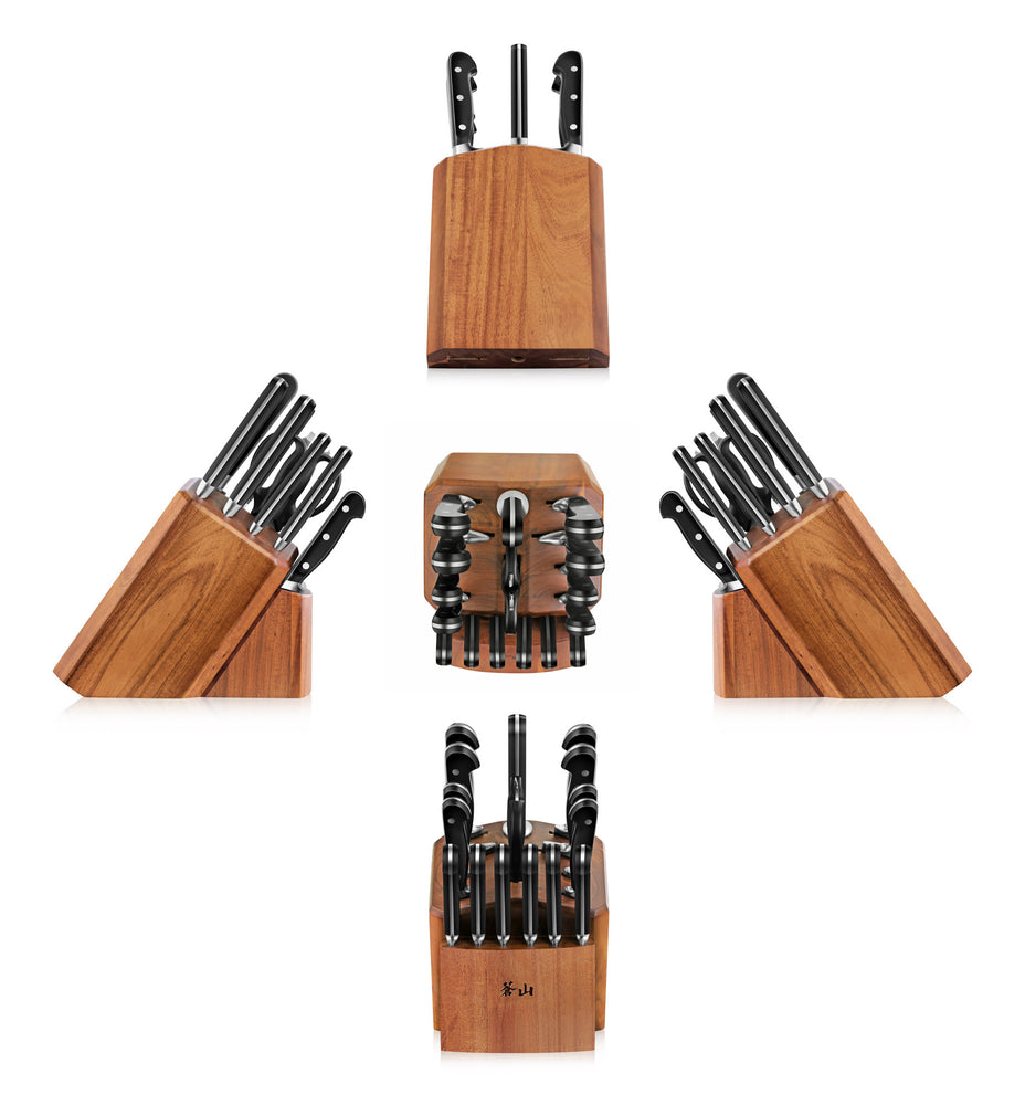 
                  
                    Load image into Gallery viewer, TV2 Series 17-Piece Knife Block Set, Forged Swedish 14C28N Steel, Acacia Block, 1023053
                  
                