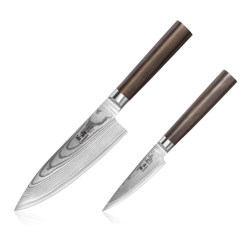 
                  
                    Load image into Gallery viewer, HAKU Series 2-Piece Starter Set with Walnut Box, Forged X-7 Damascus Steel, 501165
                  
                