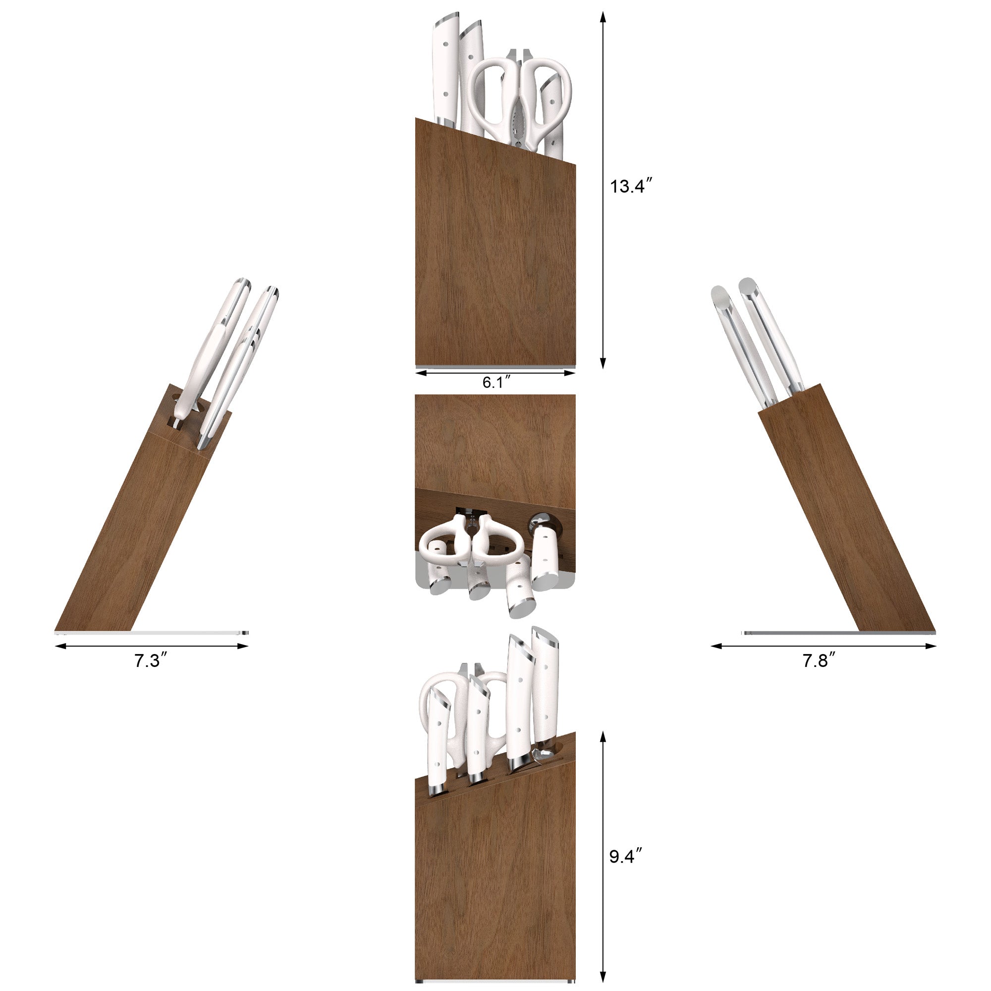 HELENA Series 6-Piece Knife Block Set, Forged German Steel, HUA Acacia Block