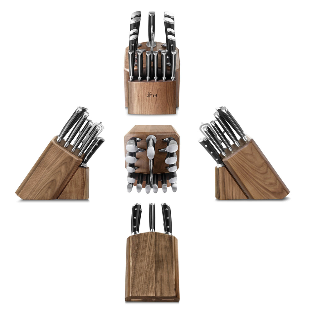 
                  
                    Load image into Gallery viewer, TS Series 17-Piece Knife Block Set, Forged Swedish 14C28N Steel, Walnut Block, 1020885
                  
                