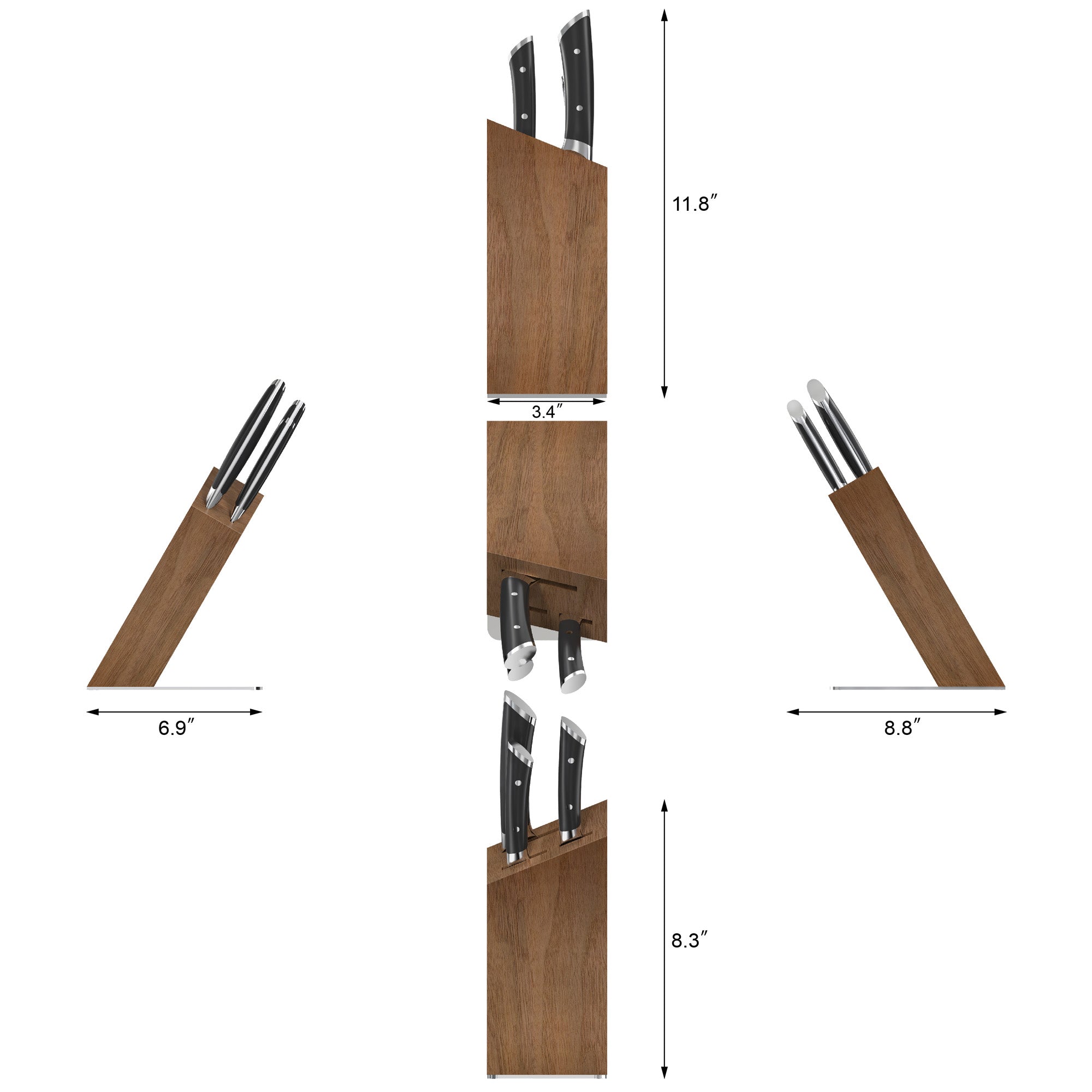 HELENA Series 4-Piece Knife Block Set, Forged German Steel, HUA Acacia Block