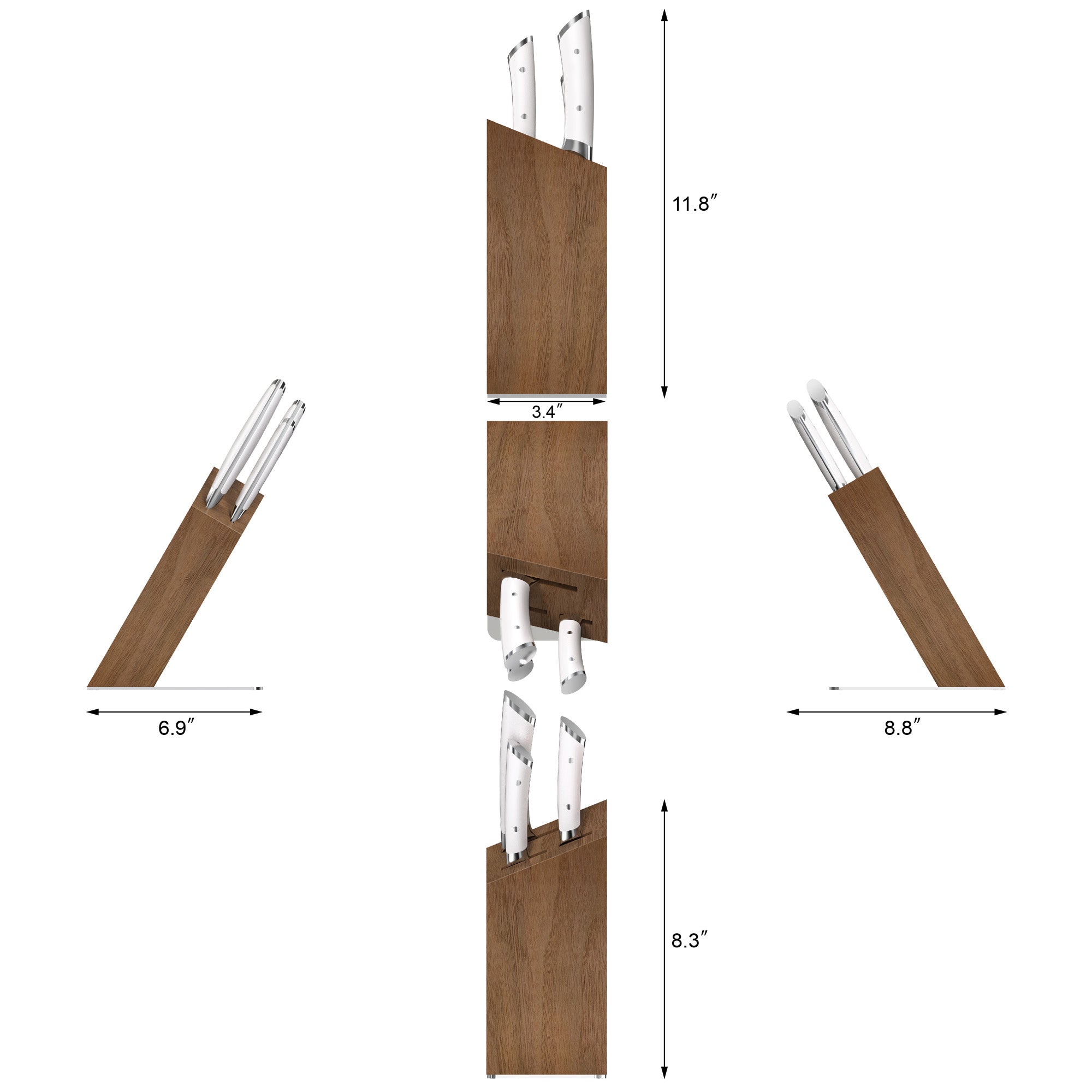 HELENA Series 4-Piece Knife Block Set, Forged German Steel, HUA Acacia Block