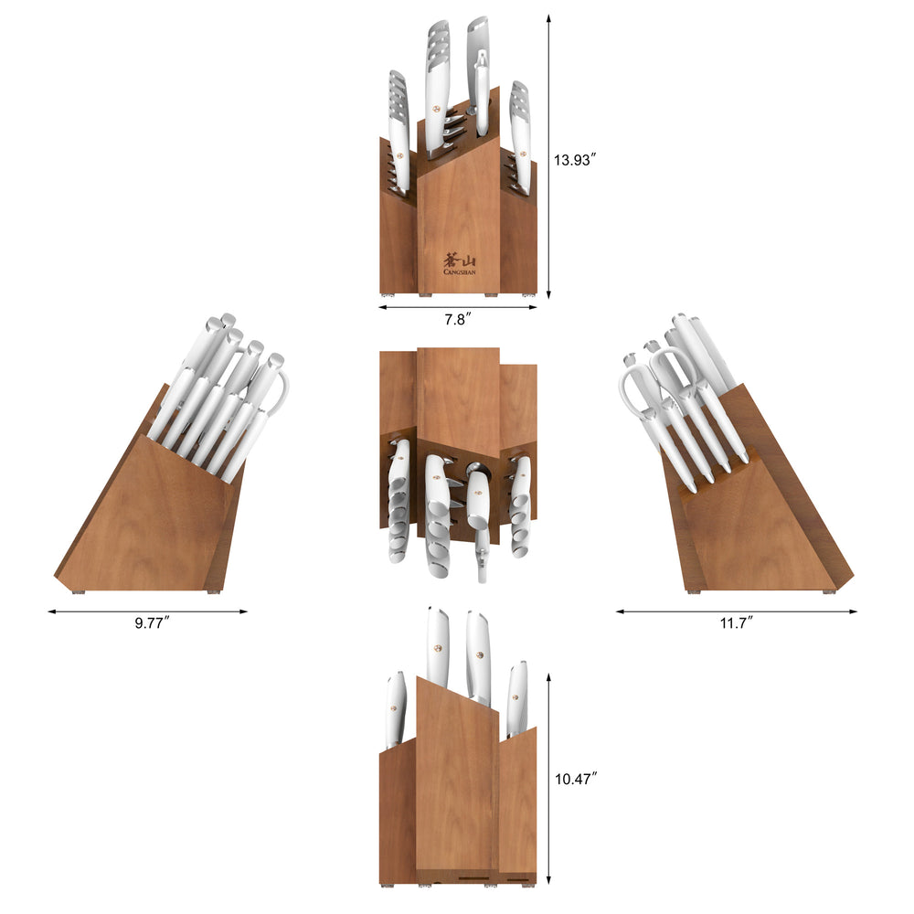 
                  
                    Load image into Gallery viewer, L1 Series 17-Piece SHAN Knife Block Set, White, Forged German Steel, 1026856
                  
                