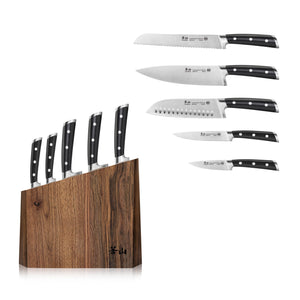 
                  
                    Load image into Gallery viewer, TS Series 6-Piece Knife Block Set, Forged Swedish 14C28N Steel, Walnut Block, 1024876
                  
                