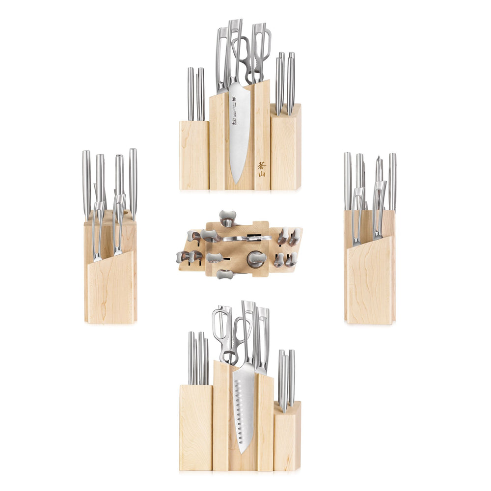 
                  
                    Load image into Gallery viewer, TN1 Series 14-Piece Magnetic Knife Block Set, Forged Swedish 14C28N Steel, DENALI Maple Block, 1021967
                  
                