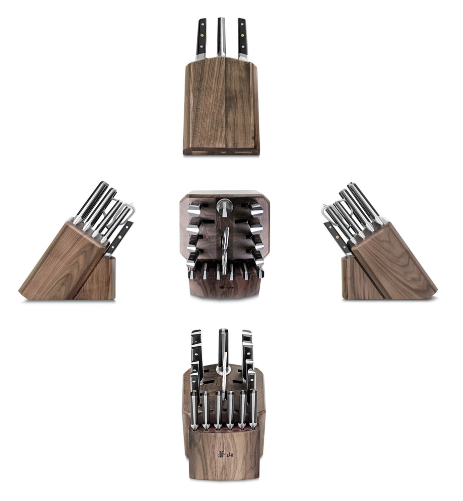 
                  
                    Load image into Gallery viewer, TC Series 17-Piece Knife Block Set, Forged Swedish 14C28N Steel, Walnut Block, 1021455
                  
                