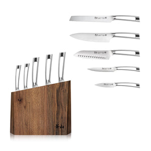 
                  
                    Load image into Gallery viewer, TN1 Series 6-Piece Knife Block Set, Forged Swedish 14C28N Steel, Walnut Block, 1024838
                  
                