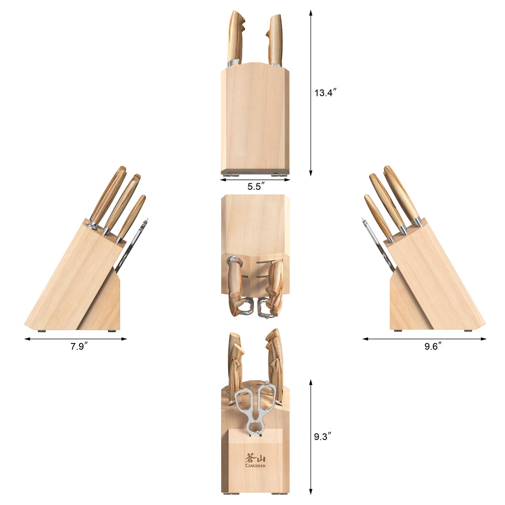 
                  
                    Load image into Gallery viewer, OLIV Series 8-Piece Knife Block Set, Maple, Forged Swedish 14C28N Steel, 501684
                  
                