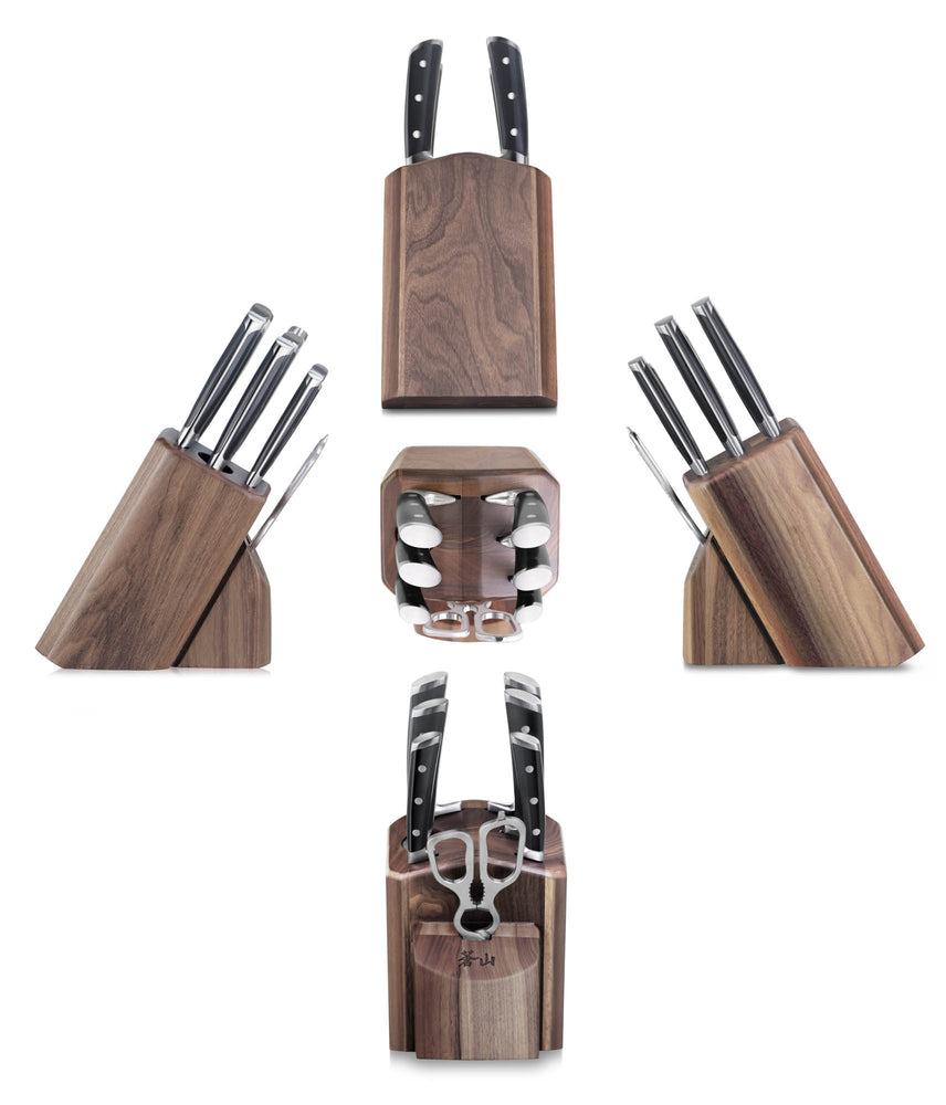 
                  
                    Load image into Gallery viewer, TS Series 8-Piece Knife Block Set, Forged Swedish 14C28N Steel, Walnut Block, 1020878
                  
                