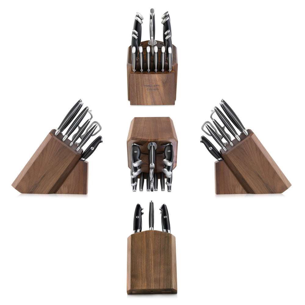 
                  
                    Load image into Gallery viewer, TKSC 17-Piece Knife Block Set, Forged Swedish Powder Steel, Thomas Keller Signature Collection, Black, 1024715
                  
                