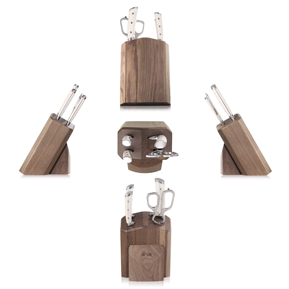 
                  
                    Load image into Gallery viewer, S1 Series 5-Piece Starter Knife Block Set, Forged German Steel, Walnut Block, 1022568
                  
                