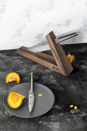 
                  
                    Load image into Gallery viewer, TX Series 3-Piece TAI Knife Block Set, Swedish 14C28N Steel, Walnut Block, 1021295
                  
                