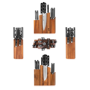 
                  
                    Load image into Gallery viewer, TV2 Series 14-Piece Magnetic Knife Block Set, Forged Swedish 14C28N Steel, DENALI Acacia Block, 1023046
                  
                