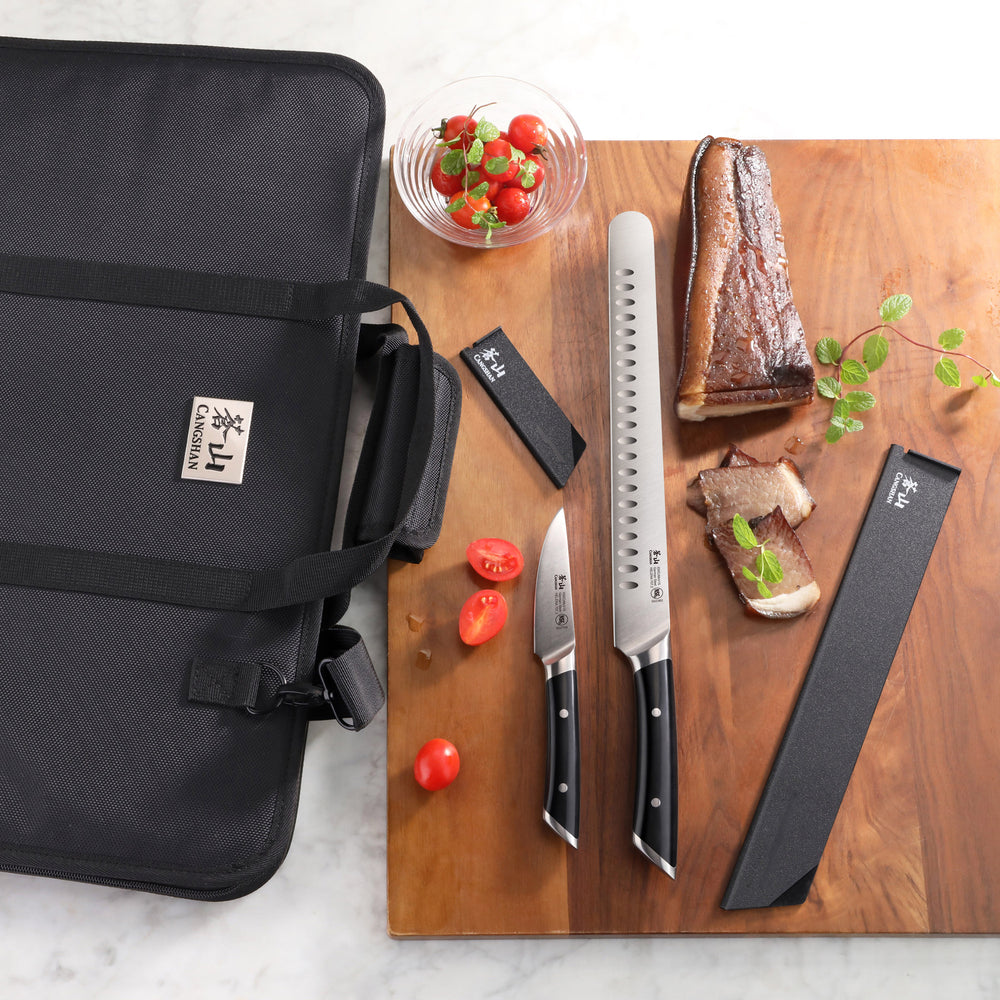 
                  
                    Load image into Gallery viewer, HELENA Series 9-Piece BBQ Knife Set with Black Bag, Forged German Steel
                  
                