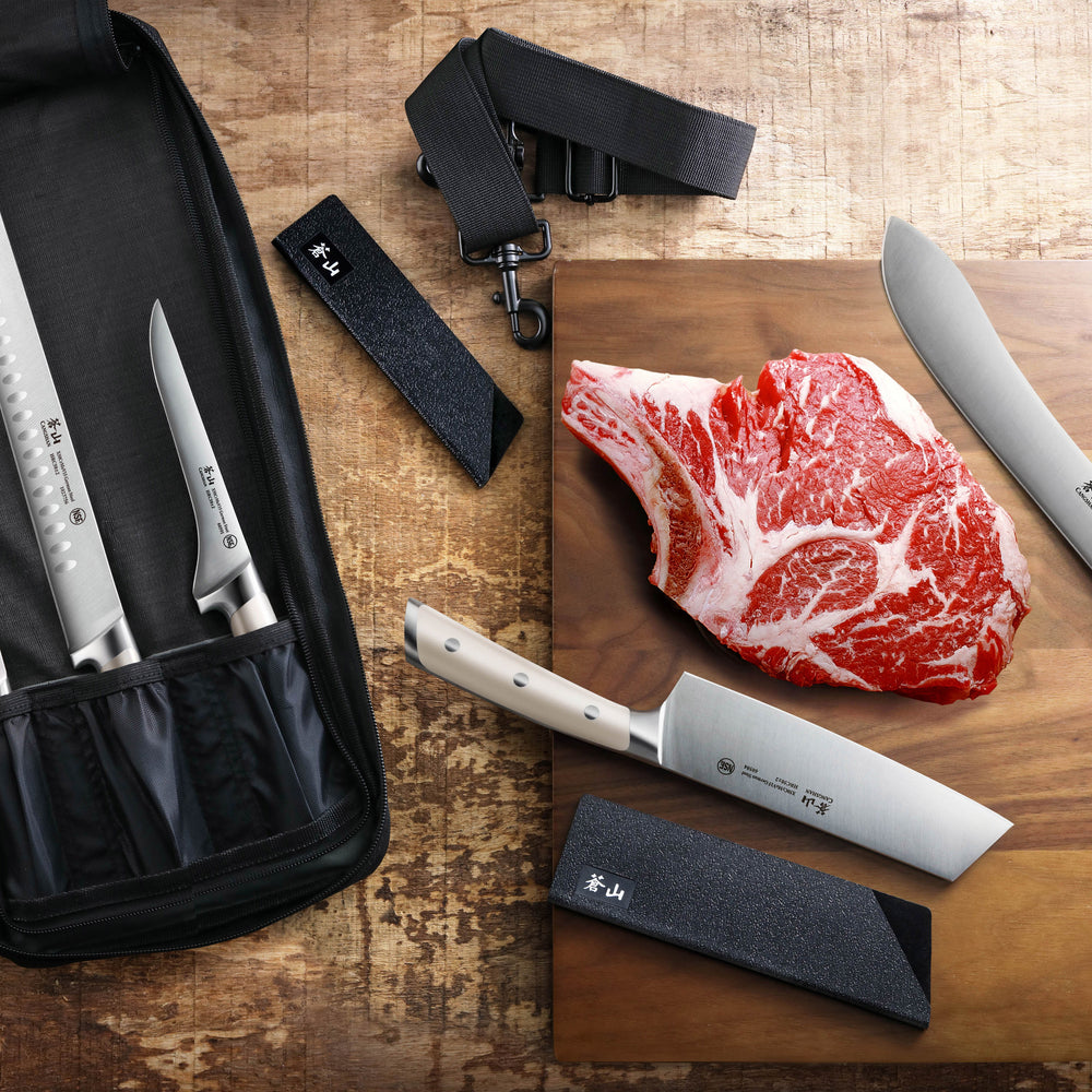 
                  
                    Load image into Gallery viewer, S Series 7-Piece BBQ Knife Set with Bag, Forged German Steel
                  
                