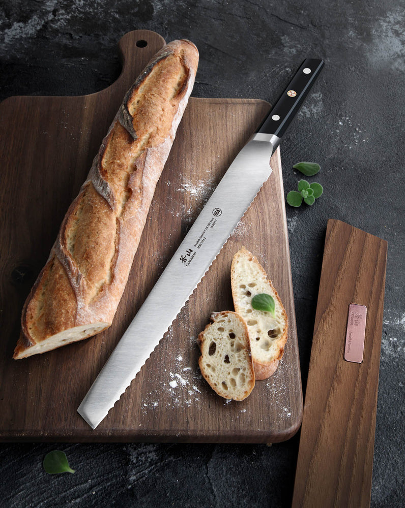 
                  
                    Load image into Gallery viewer, TC Series 10.25-Inch Bread Knife with Ash Wood Sheath, Forged Swedish 14C28N Steel, 1020984
                  
                